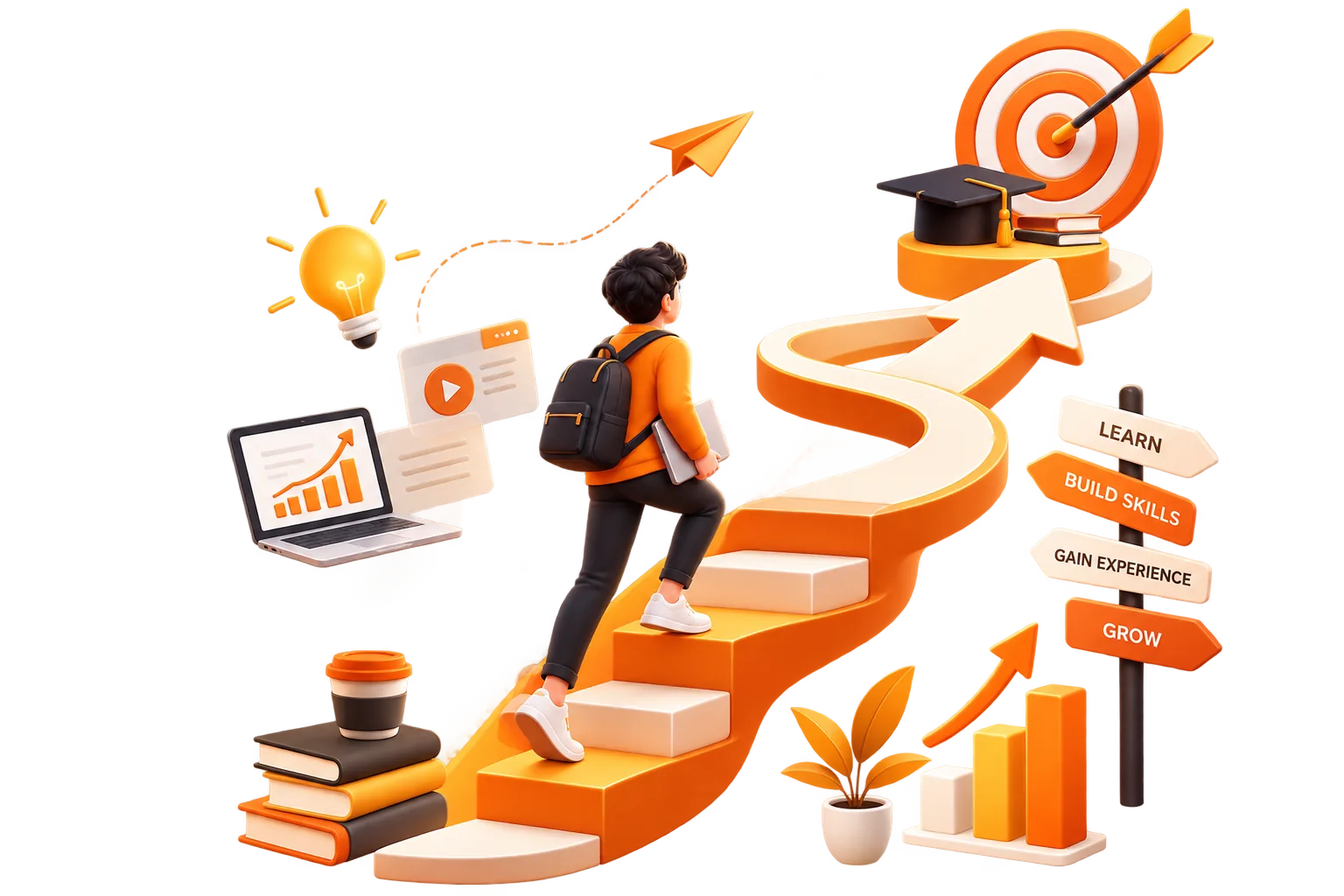 A student weighing different career paths